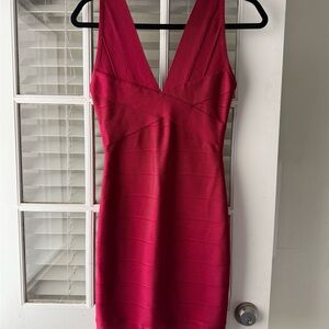 Herve Leger V-Neck Mini Dress